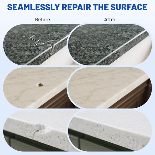Marble and Granite Repair Kit,DLS Restoration Set,Quartz Granite Countertop Repair Kit for Chips, Dents, Cracks, Holes, Scratches, Rebuilds Missing Pieces for Multiple Surfaces