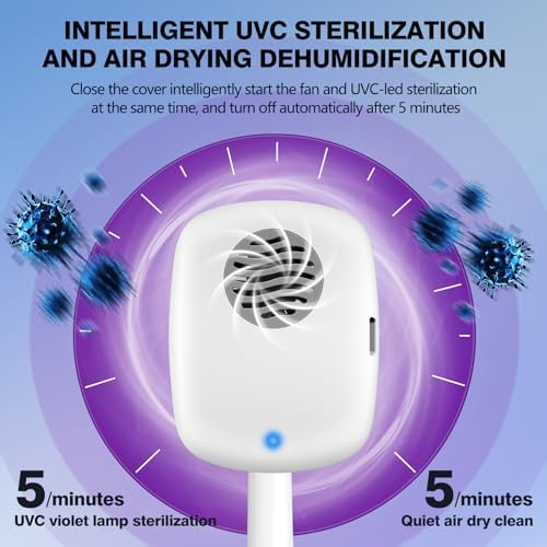 Toothbrush Covers Case and Holder with Light,Toothbrush San itizer Cover with Holder, Rechargeable Portable Toothbrush Cleaner Case, Toothbrush Box Fan with Dryer