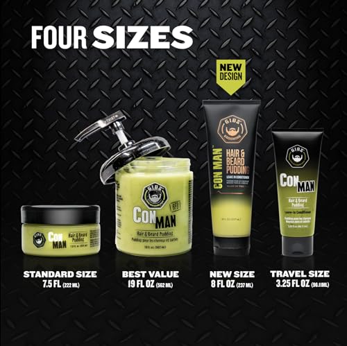 GIBS Grooming Con Man Hair & Beard Pudding, 19 Fl Oz
