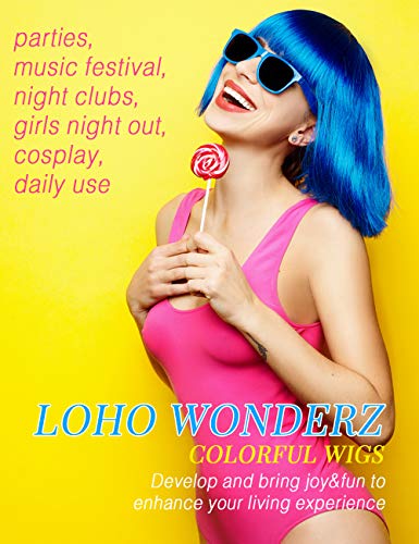 9 Pieces Short Bob Hair Wigs Candy Colored Costume Cosplay Wigs Daily Party Hairpiece for Women Girls - Bachelorette Party Decorations, Favors, Supplies
