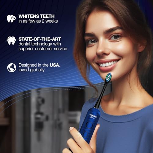 Wagner Stern VibroWave Plus Oscillation & Vibration Sonic Electric Toothbrush with 4 Brush Heads. IPX7 Waterproof.