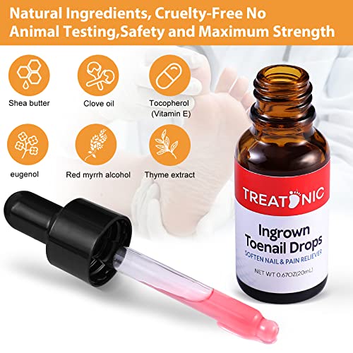 Ingrown Toenail Treatment - Ingrown Toenail Pain Reliever and Softener Kit for Easy Trimming with Silicone Gel Toe Caps