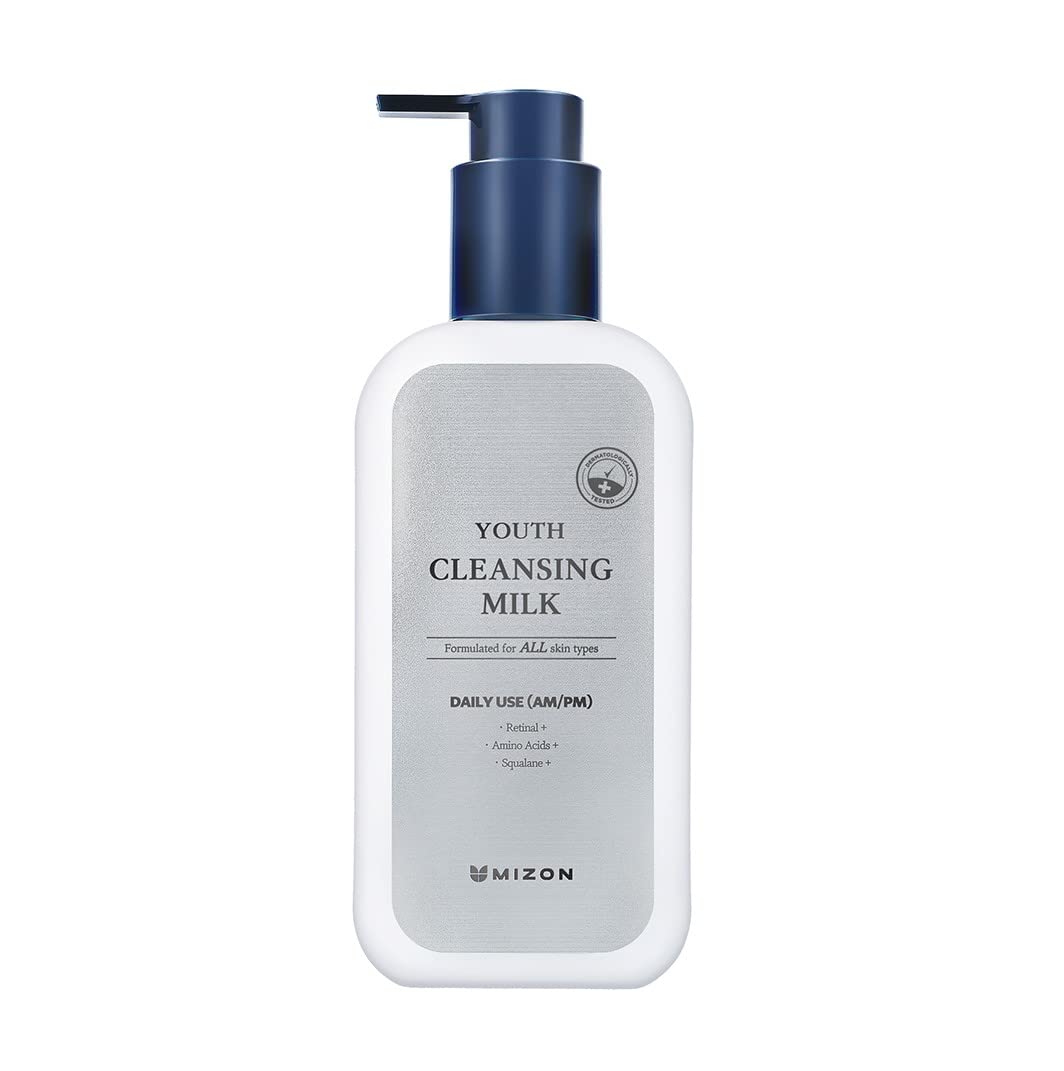 MIZON Youth Cleansing Milk Gentle Face Cleanser with Retinal Aminoacids Squalane Korean Skincare for Youthful Skin(200ml/6.76 fl.oz.)