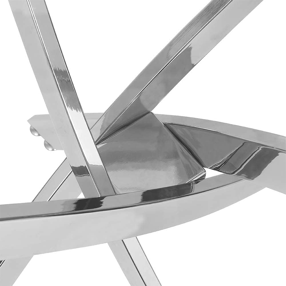 NIERN Tempered Glass Coffee Table with Chromed Legs, Rectangle Modern Living Room Table for Home Office Living Room (Sliver, 40” x 20” x 17”)