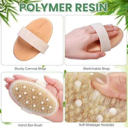 Gejoy 10 Pcs Dry Brushing Body Brush Exfoliating Brush with Massage Nodule Dry Skin Body Scrubber for Shower Bath Back Circulation Improvement Dead Skin Remove Beauty Exfoliator(4.92 x 2.56 Inches)