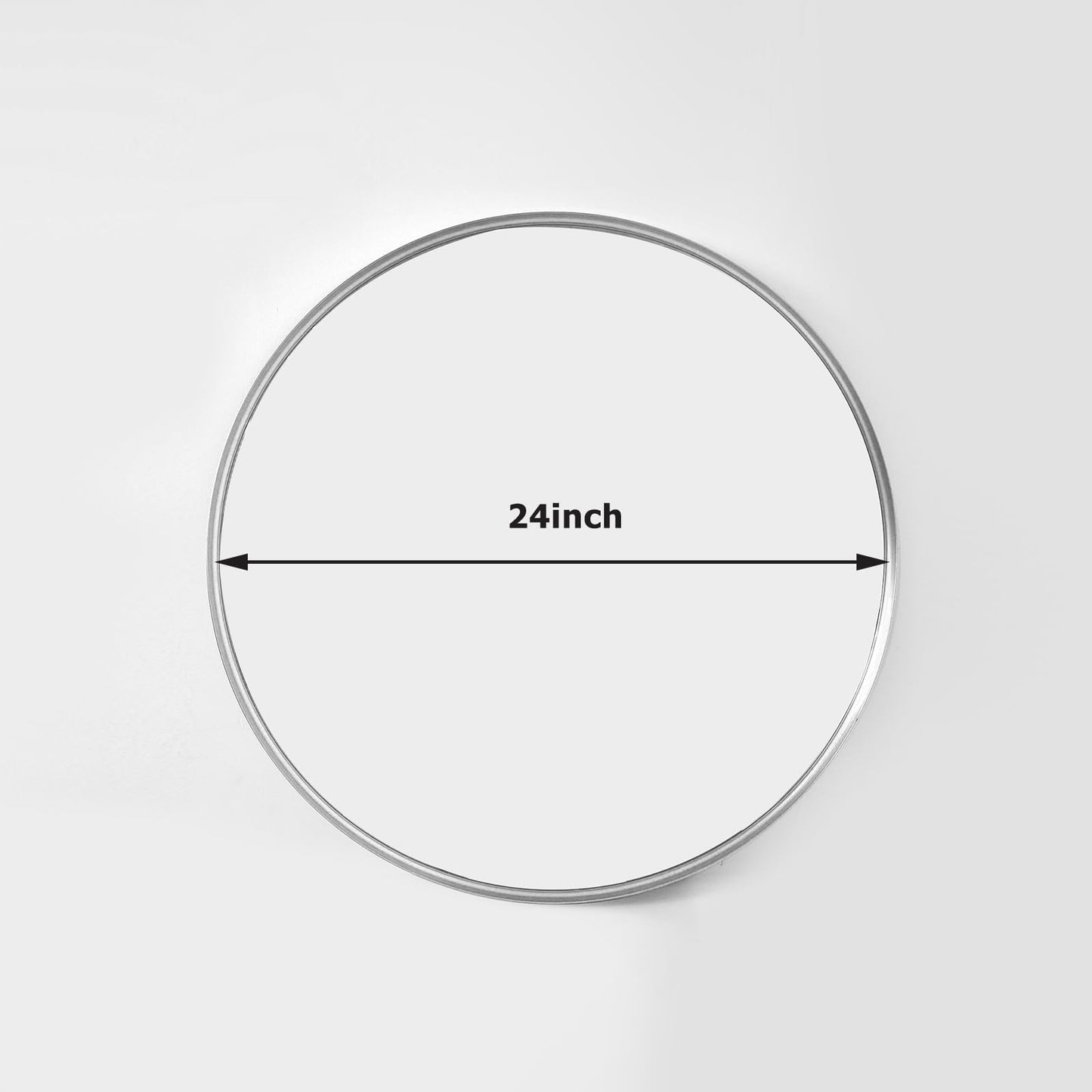 Easly 24 Inch Round Bathroom Mirror - Wall Mounted Circle Mirror with Metal Frame, Modern Mirror Suitable for Bathroom, Vanity, Entryway, Living Room, Wall Decor，Silver
