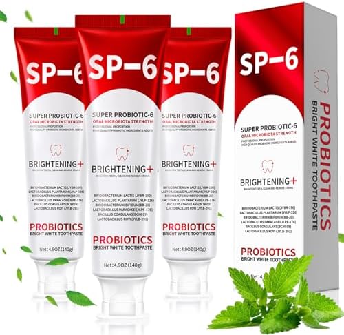 SP-6 Probiotics Whitening Toothpaste - Probiotics for Teeth Whitening and Gum Health - Enamel-Safe, Fluoride-Free, Double Mint Flavor,Fresh Breath (3)