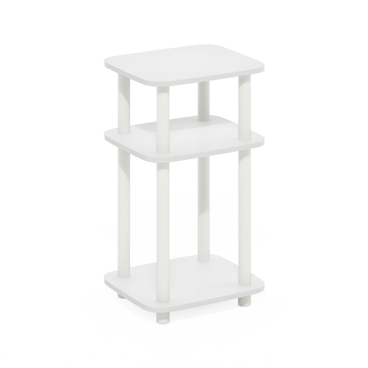 Furinno Just 3-Tier Turn-N-Tube Curve End Table, Side Table, 1-Pack, White/White