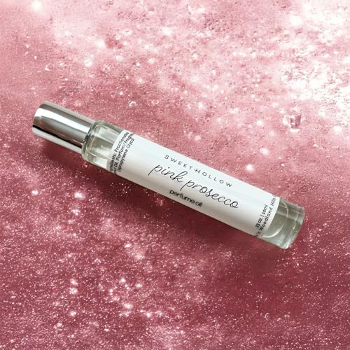 SweetHollow Pink Prosecco Perfume Oil, Made with Coconut Oil, Infused with Essential Oils, Long Lasting, Highly Fragrant, Blush Rose Champagne Wine Scent