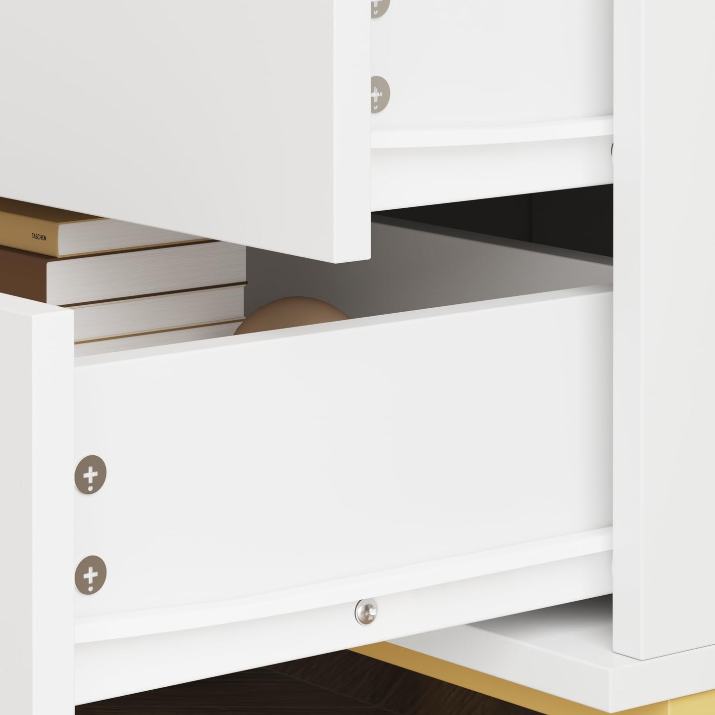 FUNISIR White Nightstand with 2 Drawers, Modern Night Stand Bedside Table with Drawers and Golden Legs, Narrow Bedroom End Table for Small Space, Living Room, 17.9" H
