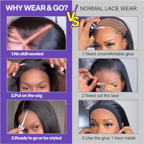 Wear and Go Glueless Bob Wig Human Hair 200% Density 5x5 HD Lace Closure Wigs For Black Women Glueless 5x5 Closure Wigs Human Hair Pre Plucked Bob Black Color 14 Inch