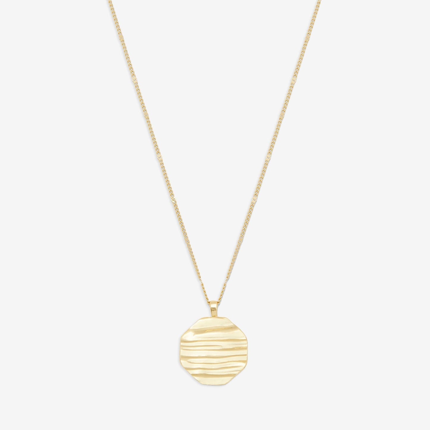 gorjana - Sunset Coin Necklace 17 1/8" - 18k Gold Plated Brass - Unique Sunset Design - Spring Ring Closure - Versatile Layering Piece - Daily Elegance