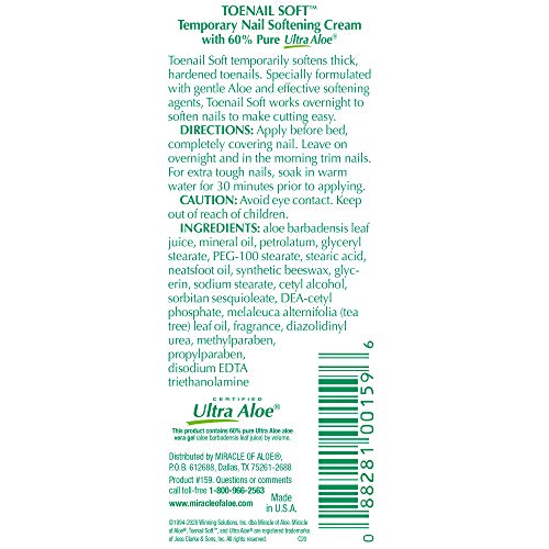 Toenail Softener for Thick Hard Toenails - Safe for Seniors & All Ages - Fast-Acting Toenail Softening Cream - Ingrown Toenail Treatment - Non Greasy Nail Cream Formulated with Natural Aloe Vera, 1 oz