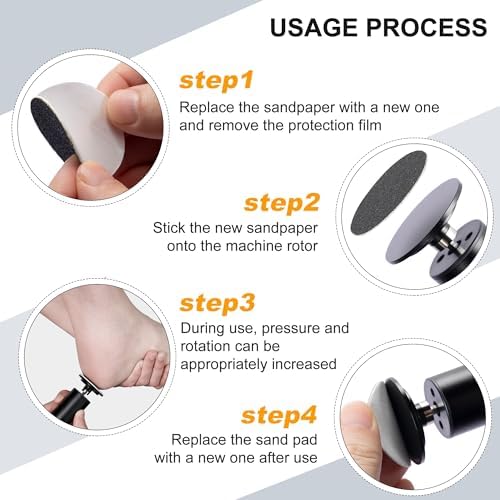 Electric Foot Callus Remover, Adjustable Speed Rechargeable Foot Sander Pedicure Tools for Feet Dead Skin with Sandpaper Disk and Nail Drill Bits,Equipped with Digital Display（Obsidian）