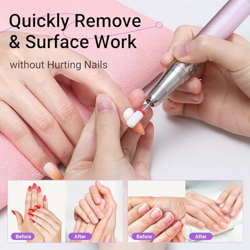 MelodySusie 21pcs Nail Drill Bit Set with Portable Holder Case, 3/32'' Ceramic Diamond Carbide Acrylic Gel Nail Art Tool Kit, Cuticle Remover Bit for Acrylic Dip Powder, Manicure Pedicure, Salon Home
