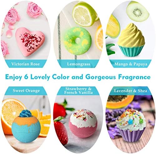 Aofmee Bath Bombs, 6pcs Bubble Bath Bomb for Girls, Handmade Fizzies Bathbombs for Women, Natural Organic Kids Spa Kit, Non Toxic Bath Kit for Teens, Gift Set for Birthday Christmas Easter
