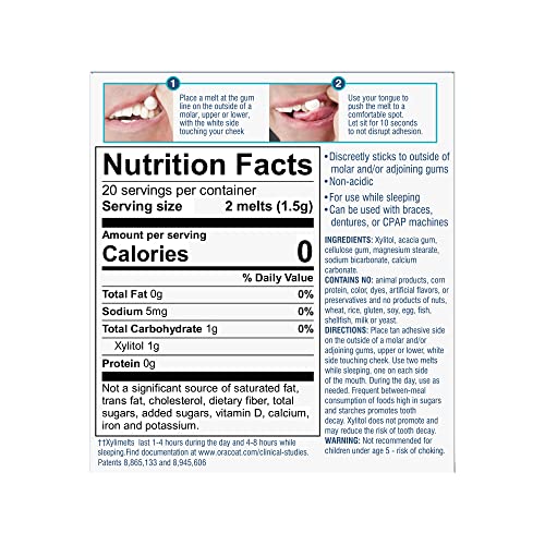Oracoat XyliMelts for Dry Mouth Night Time or Day - Moisturizing Dry Mouth Adhering Discs, Sugar Free with Xylitol, 40 Count - 6 Pack, Slightly-Sweet Flavor, 8-Hour Relief