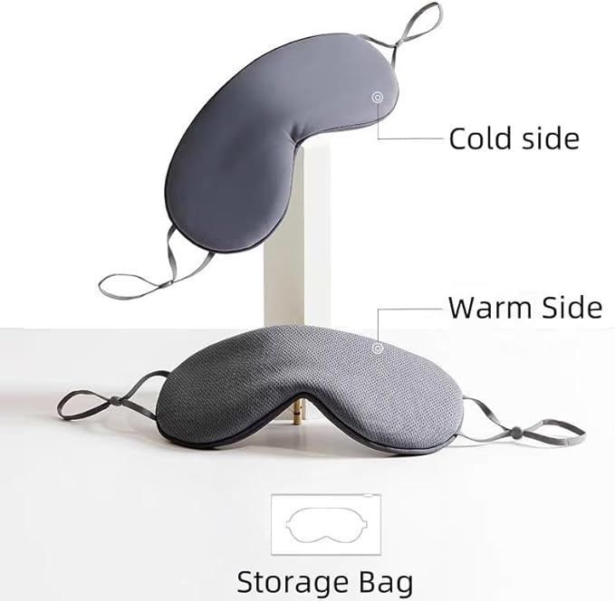 Sleep Mask FSA or HSA Eligible,Dual Warm & Cool Function,Soft-Covered Eye Mask for Sleep, Blocks Light to Reduce Dark Circles, Adjustable Ear Loops, Travel Bag Included Gift for Men and Women