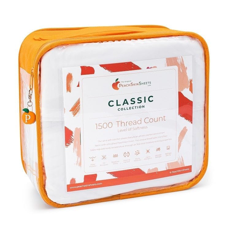 PeachSkinSheets Classic White Sheet Set - 1500tc Level of Softness - Extra Soft Cooling Sheets for Hot Sleepers and Night Sweats - Regular King Size
