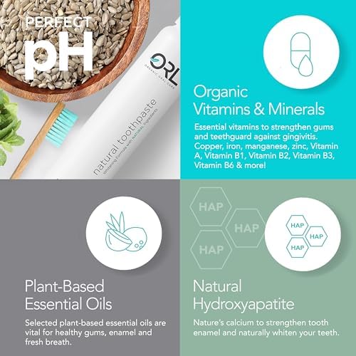 ORL Fluoride-Free, Natural Hydroxyapatite Toothpaste with Organic Xylitol. Helps Strengthen Teeth, Prevent Cavities, Non-Toxic Ingredients. Natural Fresh Mint Flavor 4 oz. Made is USA