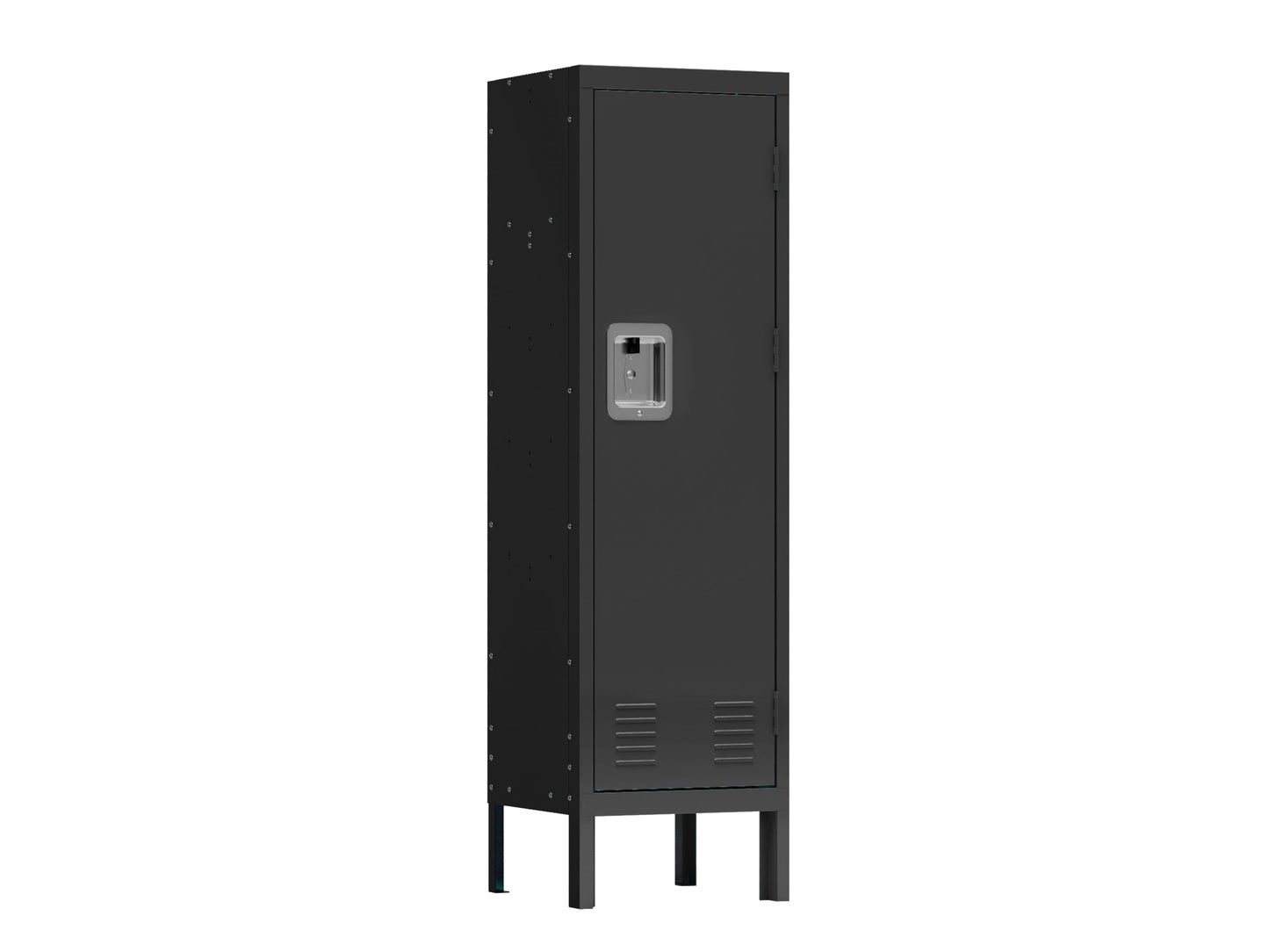 VeroFree Tall Single Door Metal Storage Locker Cabinet Industrial for Living Room, Bedroom, Gym, School Durable Spacious Black Organizer (1 Door)
