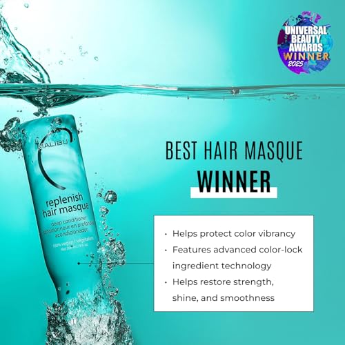 Malibu C Replenish Hair Masque - Ultra Hydrating Deep Conditioner for Hair Repair - Reparative Formula with Avocado Oil for all Types & Textures