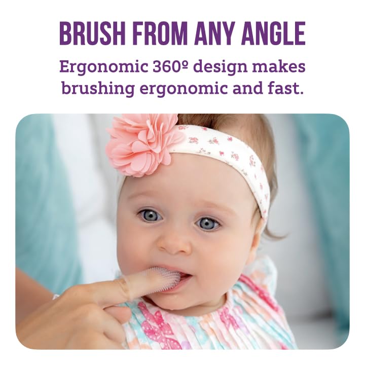 Baby Toothbrush, 360 Degree Bristle Silicone Baby Toothbrush 6 to 12 Months, and Toddler Toothbrushes 1-2, Set of 2 - Blue