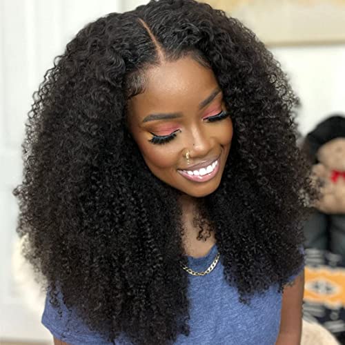 Kinky Curly Lace Front Wigs 13x6 HD Lace Front Kinky Curly Wig for Women 180% Density Pre Plucked With Baby Hair Afro Kinky Curly Human Hair Wigs 20Inch Kinky Curly HD Lace Front Human Hair wig