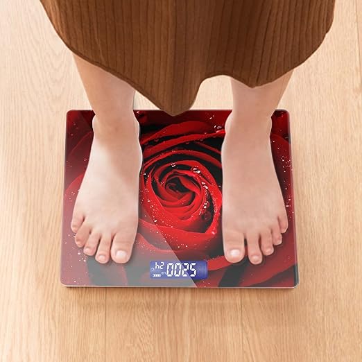 Weight Scale Digital Bathroom Scale Scale for Body Weight 400 lbs Personalized Digital Scale with Backlit Display Easy Read(Battery Not Included) - Red Rose