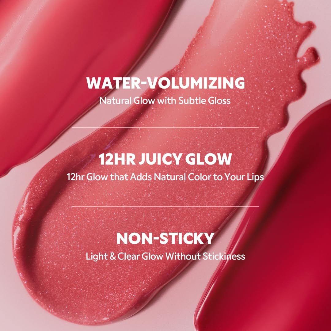 TIRTIR [*Mini Size Waterism Tinted Lip Gloss #09 Salmon Syrup, 0.06 Fl Oz – Kiss Ready Lipgloss, 12H Long Lasting Non Sticky Natural Tinted Glow Korean Multiuse Cheek and Lip Tint for Women gift