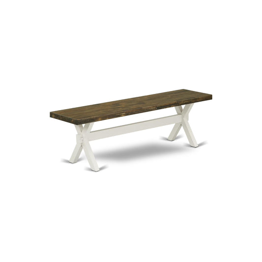 East West Furniture XB076 X-Style Mid Century Modern Dining Bench with Solid Wood Seat, 60x15x18 Inch, Multi-Color