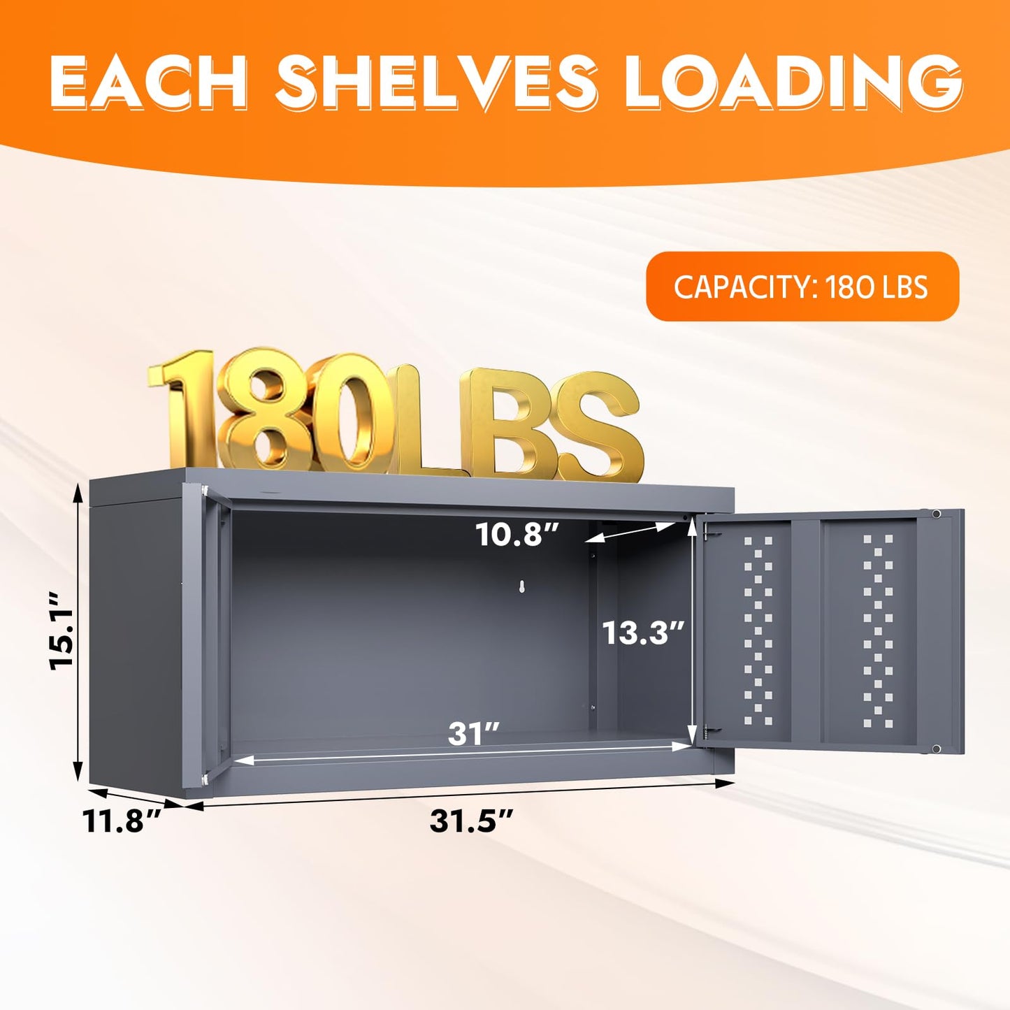Metal Wall Storage Cabinet Steel Wall Mounted Garage Storage Cabinet with Doors for Basement Utility Room Warehouse Kitchen