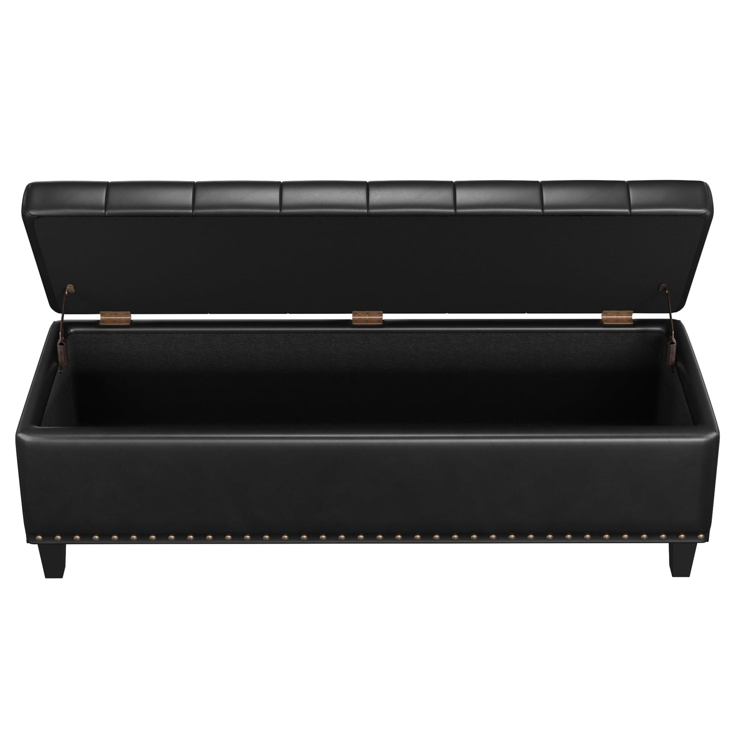 Storage Ottoman Bench, 51-Inch Large Storage Bench for Bedroom End of Bed, 30 Gallons Faux Leather Bench with Storage for Bedroom, Living Room, Entryway, Hallway, Black