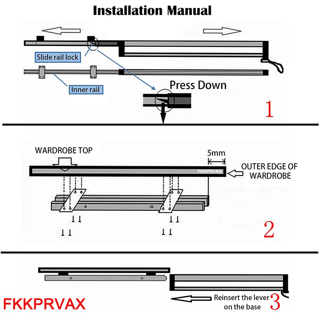 Closet Clothes Hanger Rail,Pull-Out Closet Rod Length 31.5IN,Wardrobe Clothing Rail,Closet Organizer Rack for Pants and Coat (800mm/31.5inch)