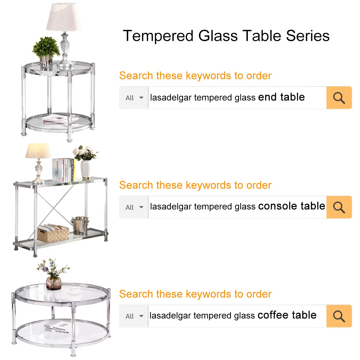 Lasadelgar Tempered Glass Round Coffee Table, 32.3" Modern Acrylic Legs Circle Coffee Table for Living Room