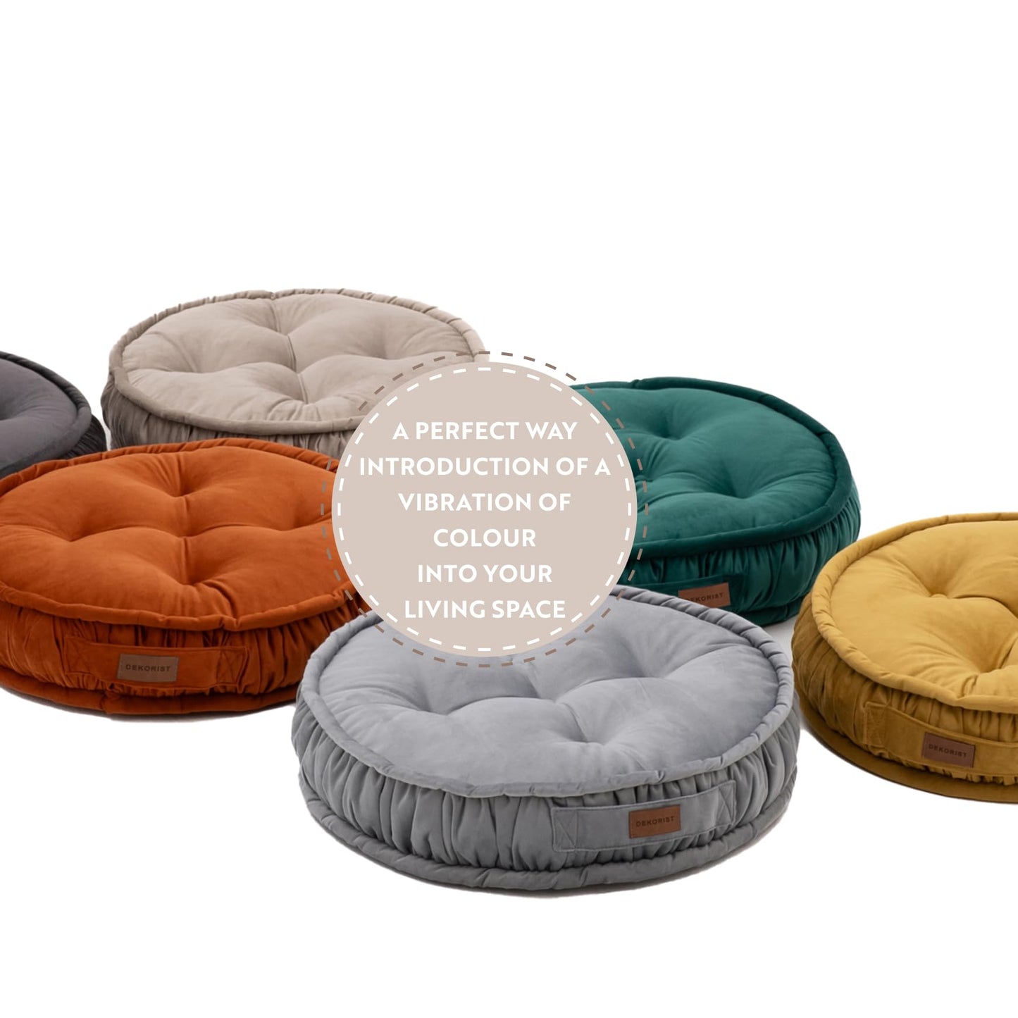 Dekorist Round Floor Cushion, Floor Pillow Thick Floor Seating, Comfortable Supportive, Quilted Soft Booster Seat Pad for Yoga Meditation, Yoga Cushion, 56 cm 22 inch, Ibiza, Light Grey