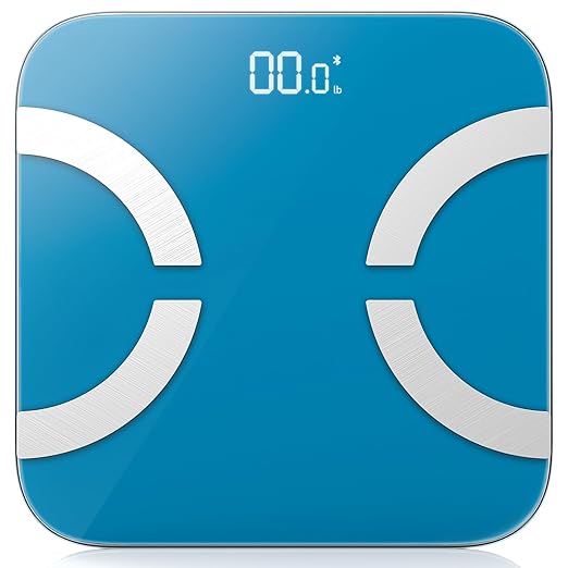 Smart Scale for Body Weight, Digital Bathroom Scale LED Display, BMI, Body Fat, Muscle Mass 18 Body Composition Monitor Health Analyzer Sync Fitness Apps (Blue)