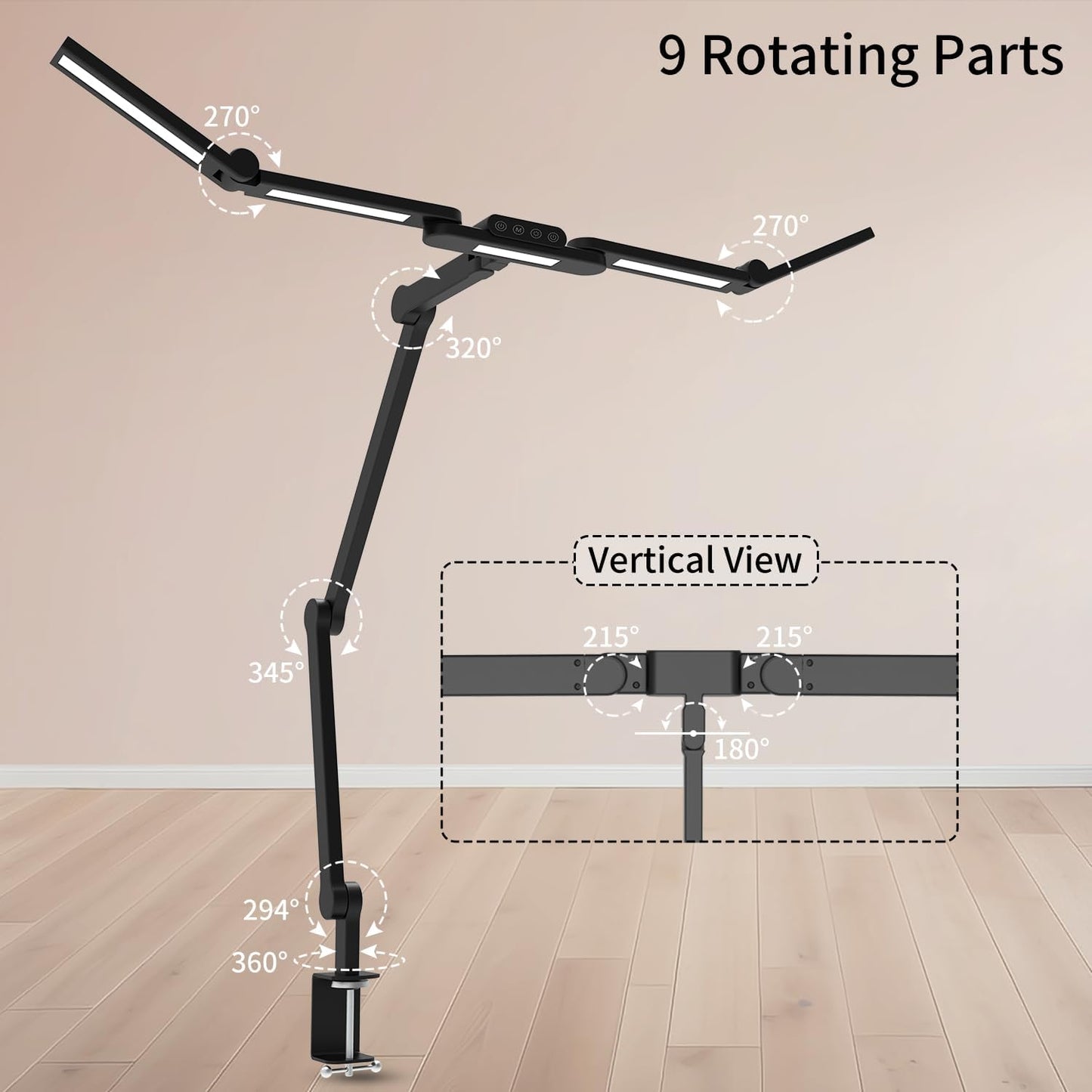 EPABINA Architect Desk Lamp with 5 Light Bars for Home Office, 32.5Inch Long Led Desk Light with Clamp, 24W Tall Foldable Computer Lamp with Swing Arm, Bright Table Light for Desktop Working Drafting