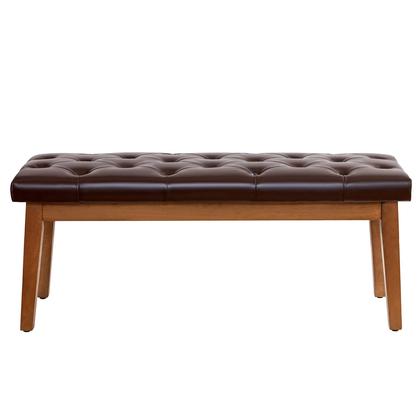 HUIMO Button-Tufted Bench for End of Bed, Entryway Bench with Upholstered Linen Fabric, Ottoman Bench for Living Room,Dining Bench for Kitchen(Brown)