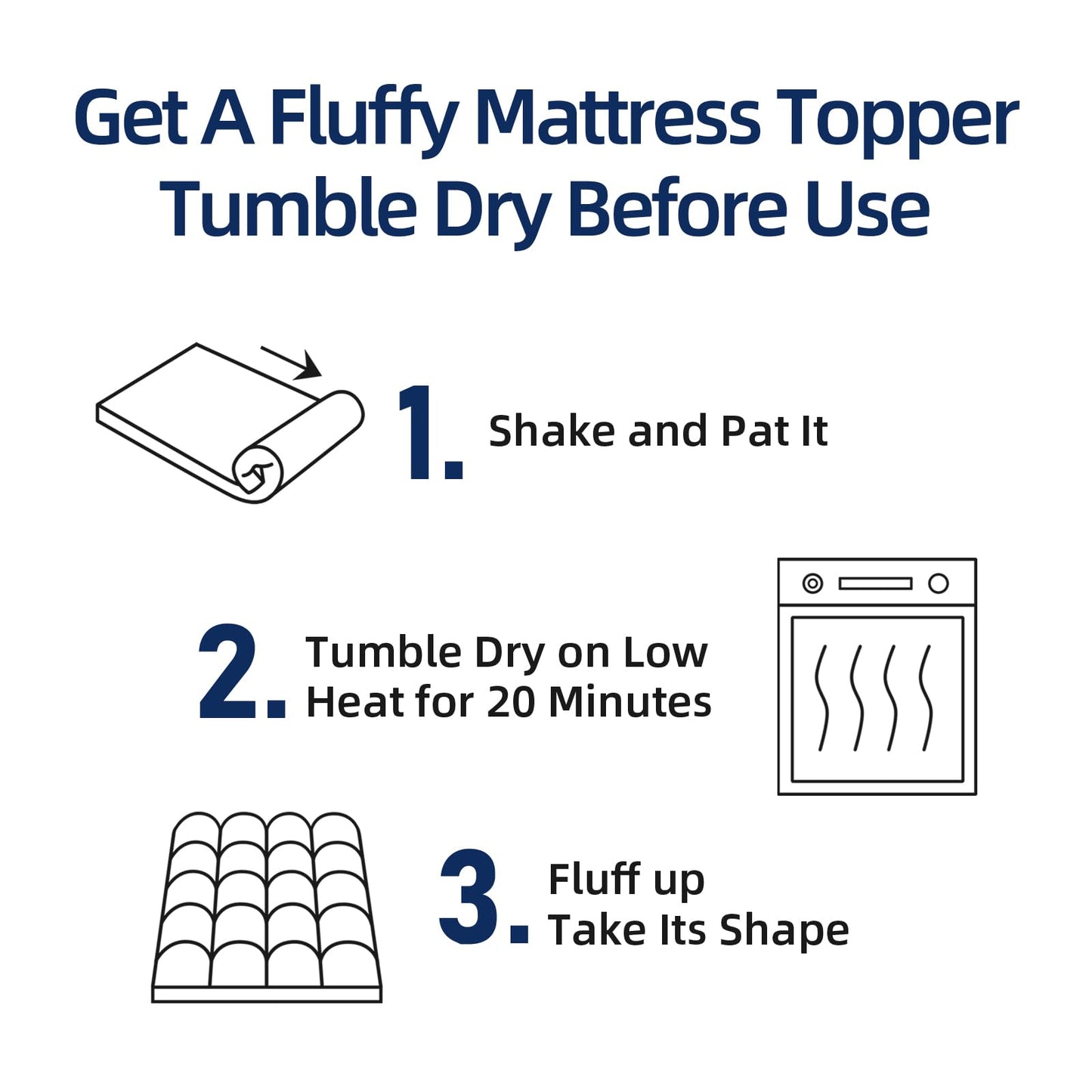 Mattress Topper Queen for Back Pain, Extra Thick Mattress Pad Cover, Plush Pillow Top, Deep Elastic Pocket, White