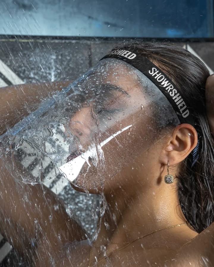 Keeps your face dry while your showering & shampooing. Any reason to keep your face dry while in the shower.