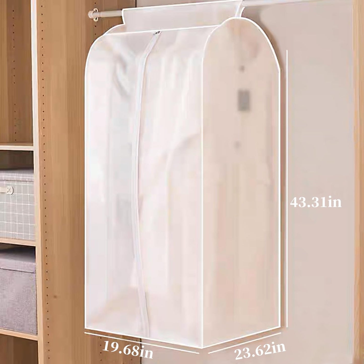 BAG WIZARD Clear Hanging Garment Bags for Closet Storage, Zipper Clothing Covers Cloth Protector for Wardrobe, 43 Inch, Set of 2
