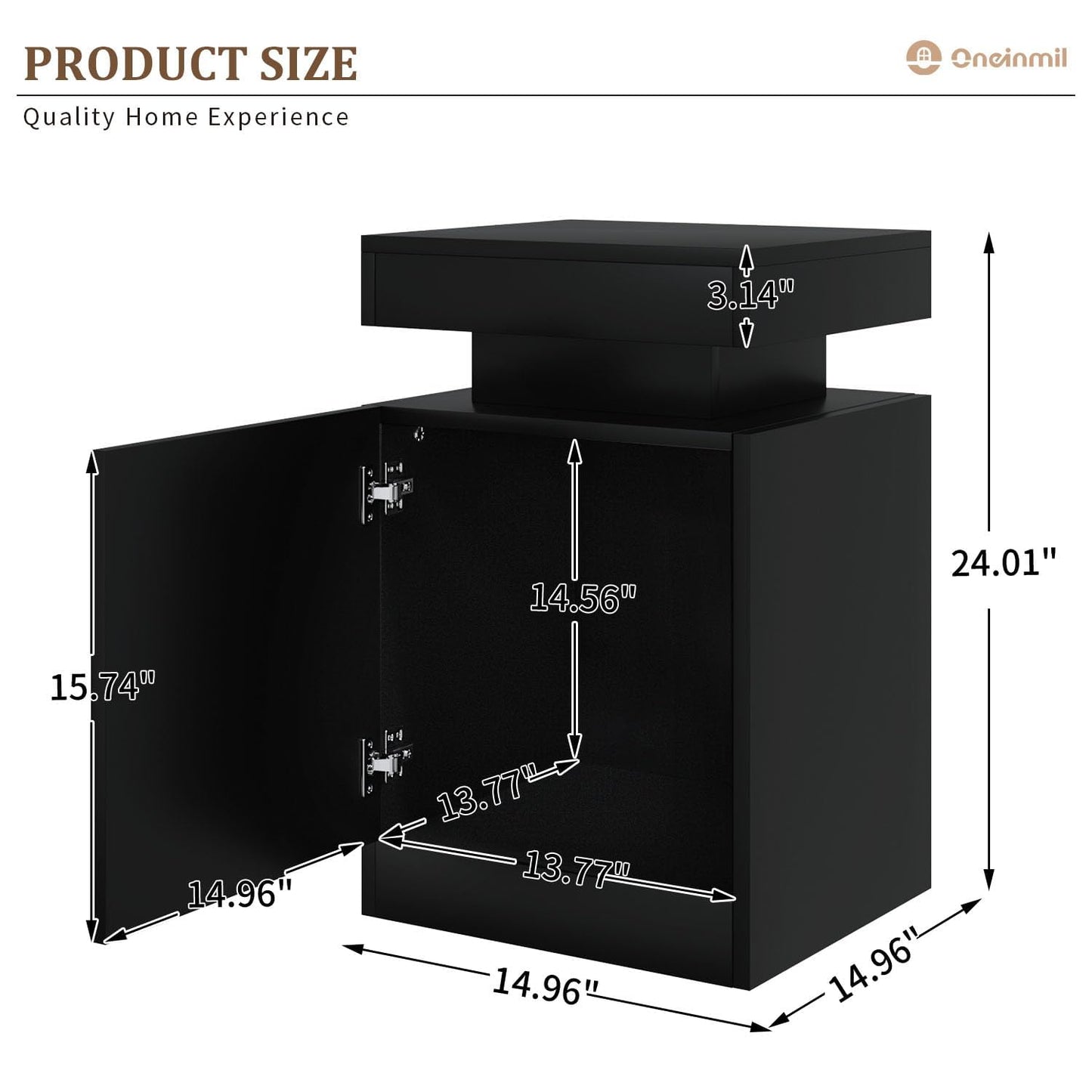 oneinmil 3-Piece Living Room Table Set Includes A 70'' Modern Fireplace TV Stand with 36'' Electric Fireplace, 2 Side Tables with Storage Space for Living Room, Bedroom, Black