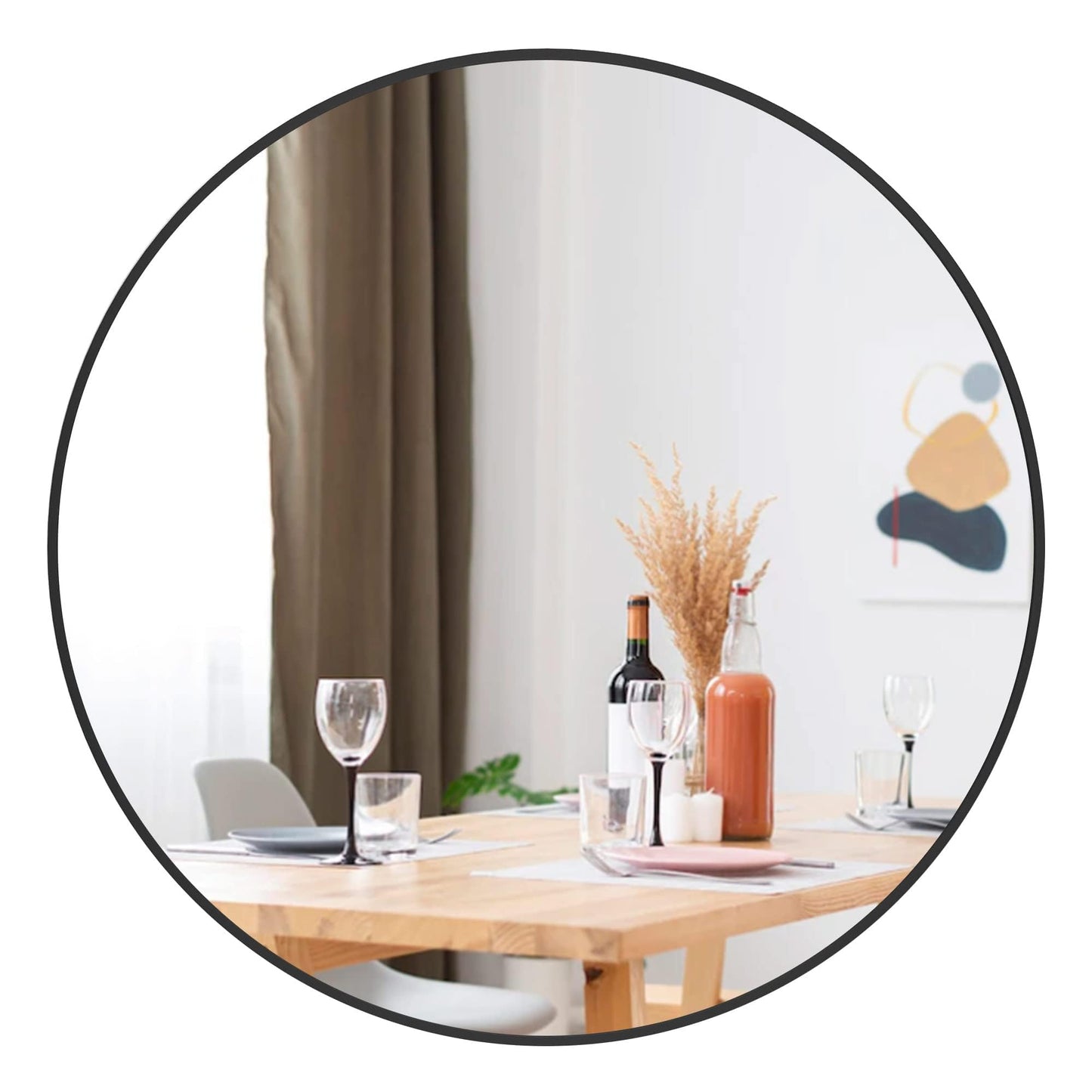 Umzodo 30 inch Round Black Mirror, Brushed Black Metal Framed Circle Wall Mirror for Bathroom Vanity, Bedroom Decor, Living Room, Entryway