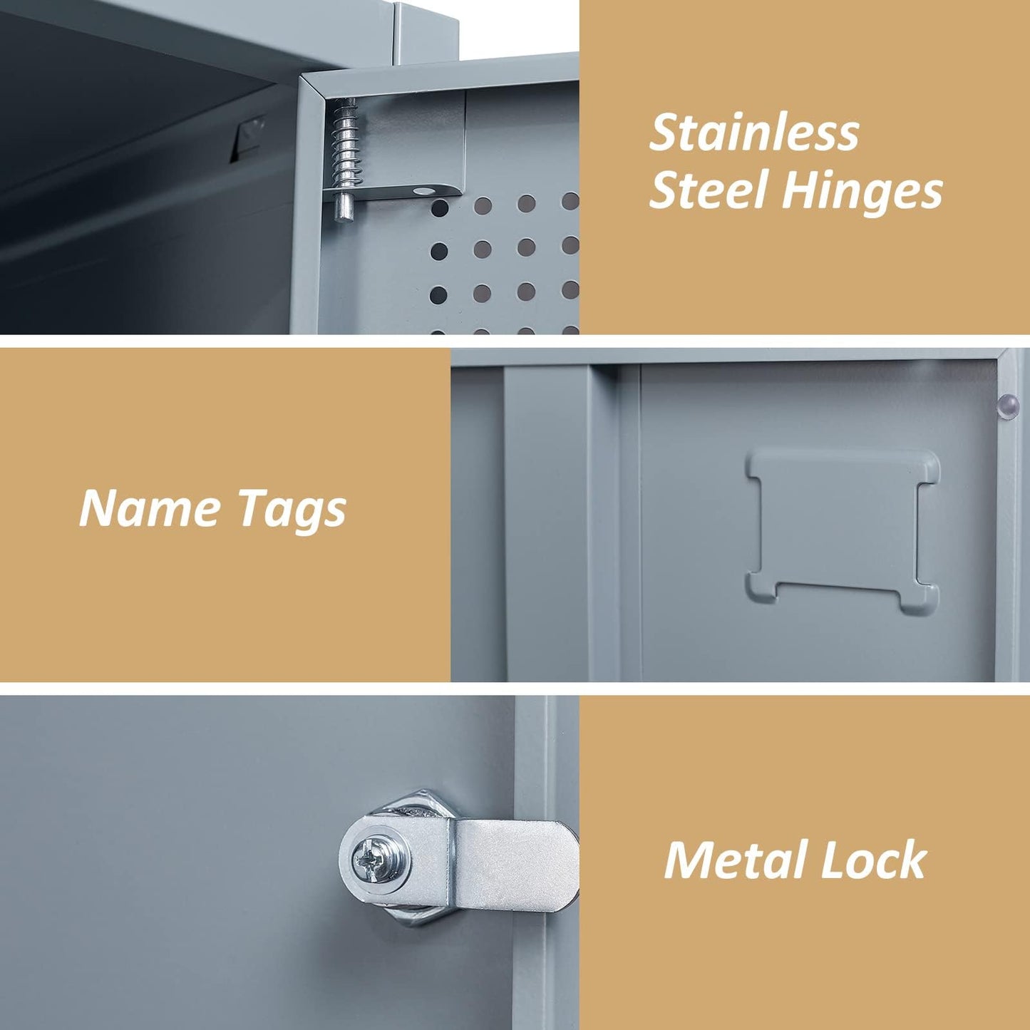 SISESOL Metal Locker Storage Cabinet with Doors and Shelves Metal Lockers with 6 Doors,71" Lockable Small Locker Storage Cabinet for Employees,School, Office, Home, Gym (Gray)