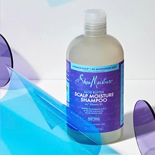 SheaMoisture Scalp Moisture Shampoo Aloe Butter & Vitamin B3 Hair Care with a Boost of Hydration To Hydrate Scalp + Moisturized Hair 13 oz