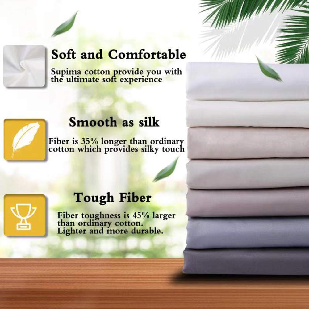 ELINEN 100% Supima Cotton Sheets 600 Thread Count,Bed Sheet Set Queen Size Sheets 4 Pieces,Soft & Silky Sateen Weave, Fits Mattress Up to 18",Deep Pocket, Breathable & Fade Resistant(Ivory,Queen)