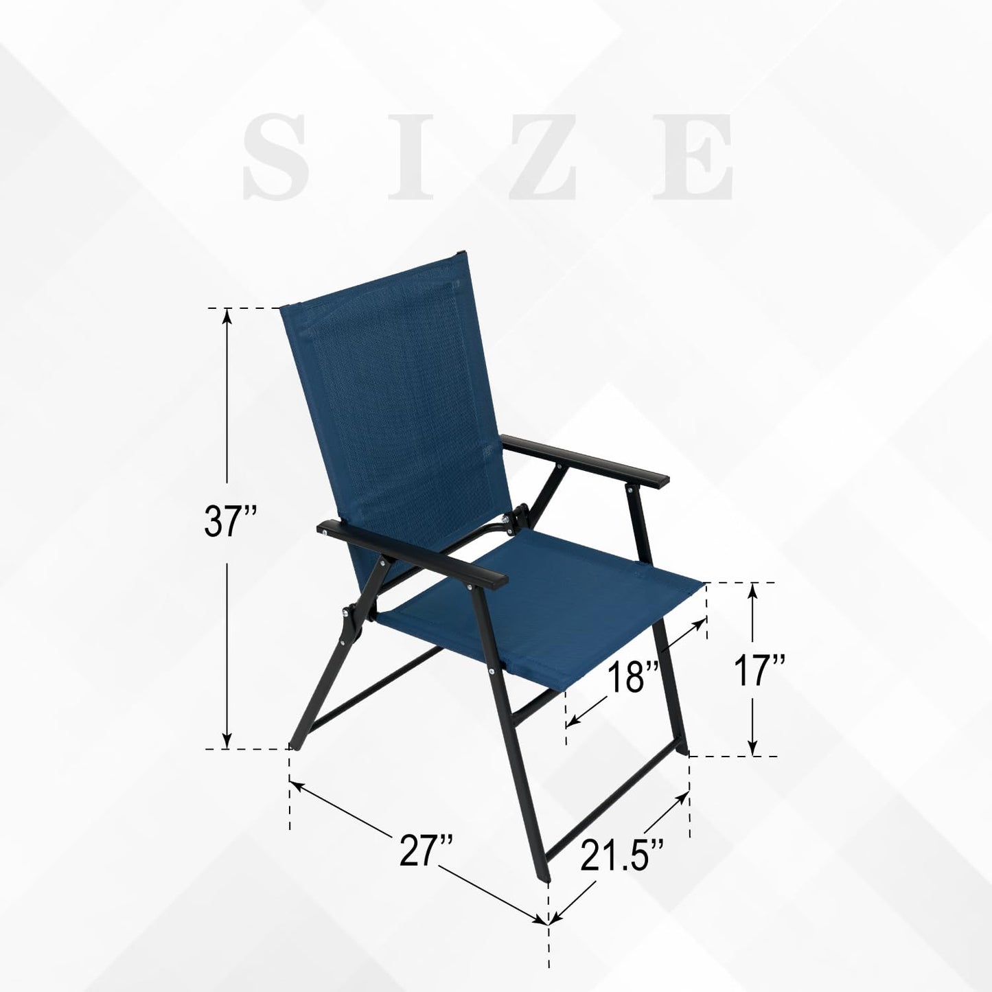 Nixtopia 4 Pcs Patio Dining Chairs with Armrests Folding Outdoor Chairs Used for Camping Garden Backyard Pool Porch - Lightweight Blue Sling High Back