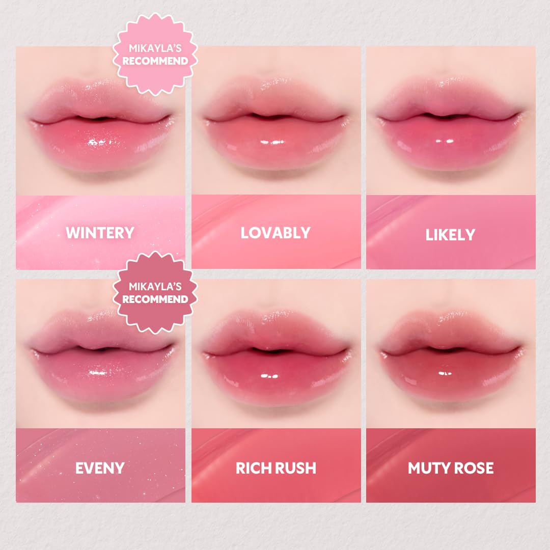 TIRTIR [*Mini Size Waterism Tinted Lip Gloss #11 Applum, 0.06 Fl Oz – Kiss Ready Lipgloss, 12H Long Lasting Non Sticky Natural Tinted Glow Korean Multiuse Cheek and Lip Tint for Women gift
