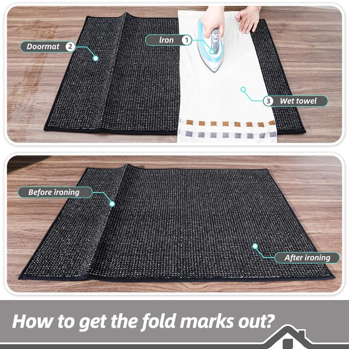 BEQHAUSE Dirt Trapper Door Mat 36" x 60", Non-Slip Washable Doormats Entrance Mat, Dirt Resistant and Absorbent Welcome Mat, Low Profile Floor Mats for Front Back Door and Entryway, Black